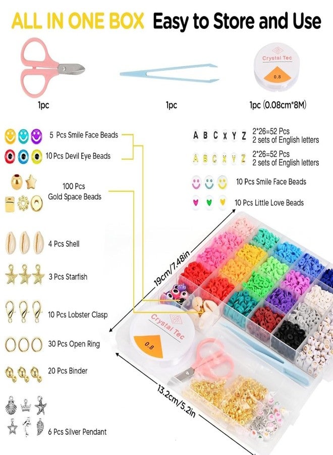 CARTSHOPPER Bracelets Making Kit Pink Clay Beads Kit for Bracelets Making, Polymer Heishi Beads for Jewelry Making, Friendship Bracelet Kit for Girls Adults, Spacer Pearl Beads for Necklace Earring DIY (Big Kit) - Image 3